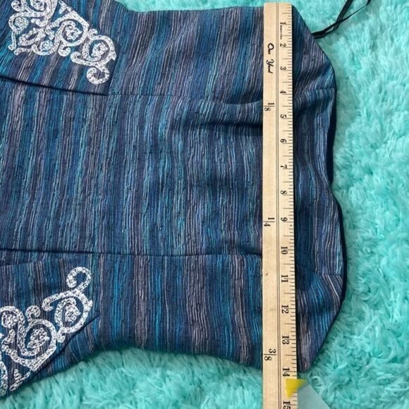 PHOEBE COUTURE Blue purple Striped Silk Blend Strapless Embroidered Dress sz 4 - Picture 12 of 12